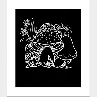 Line Art Design Mushroom Posters and Art